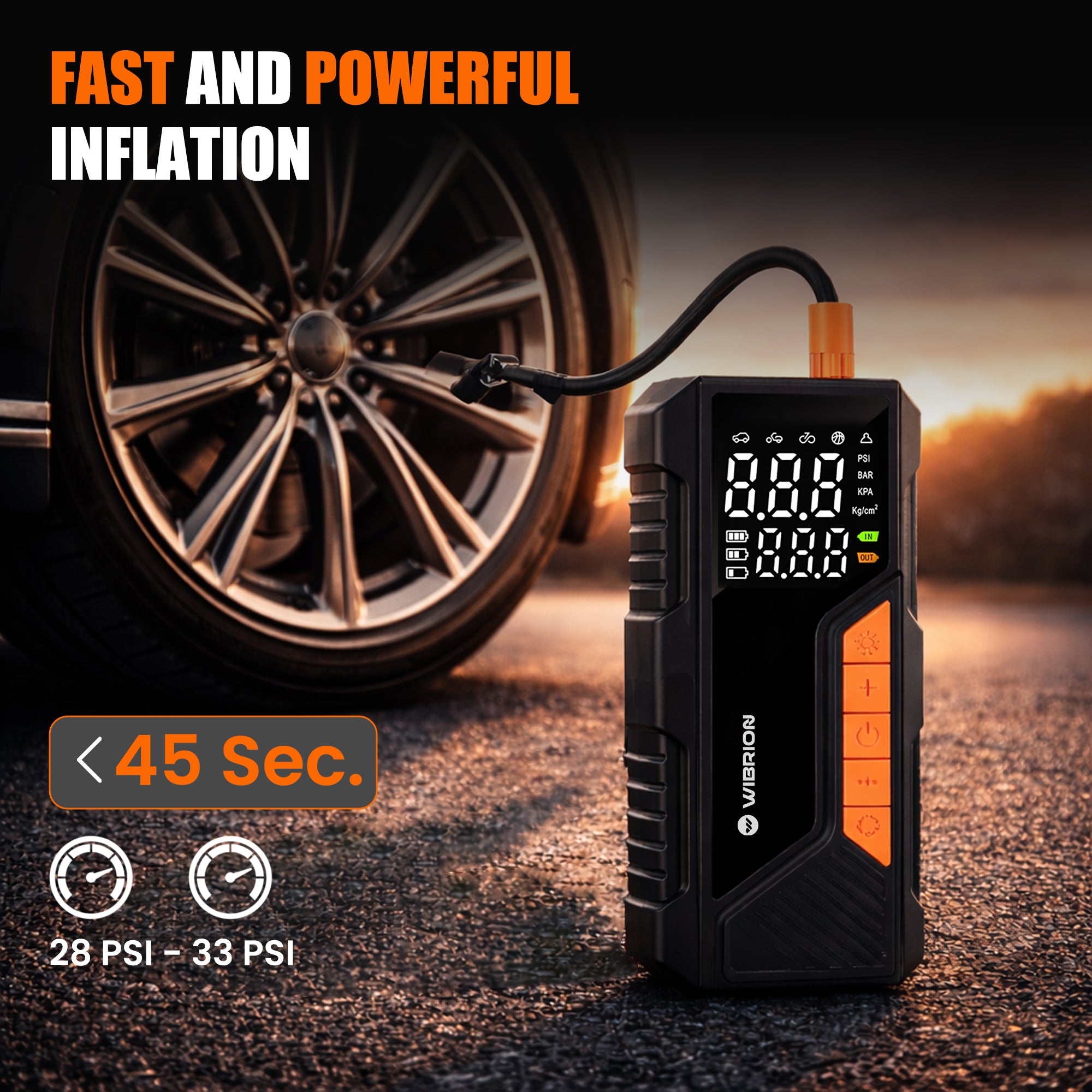 Wibrion Portable Tire Inflator Kit