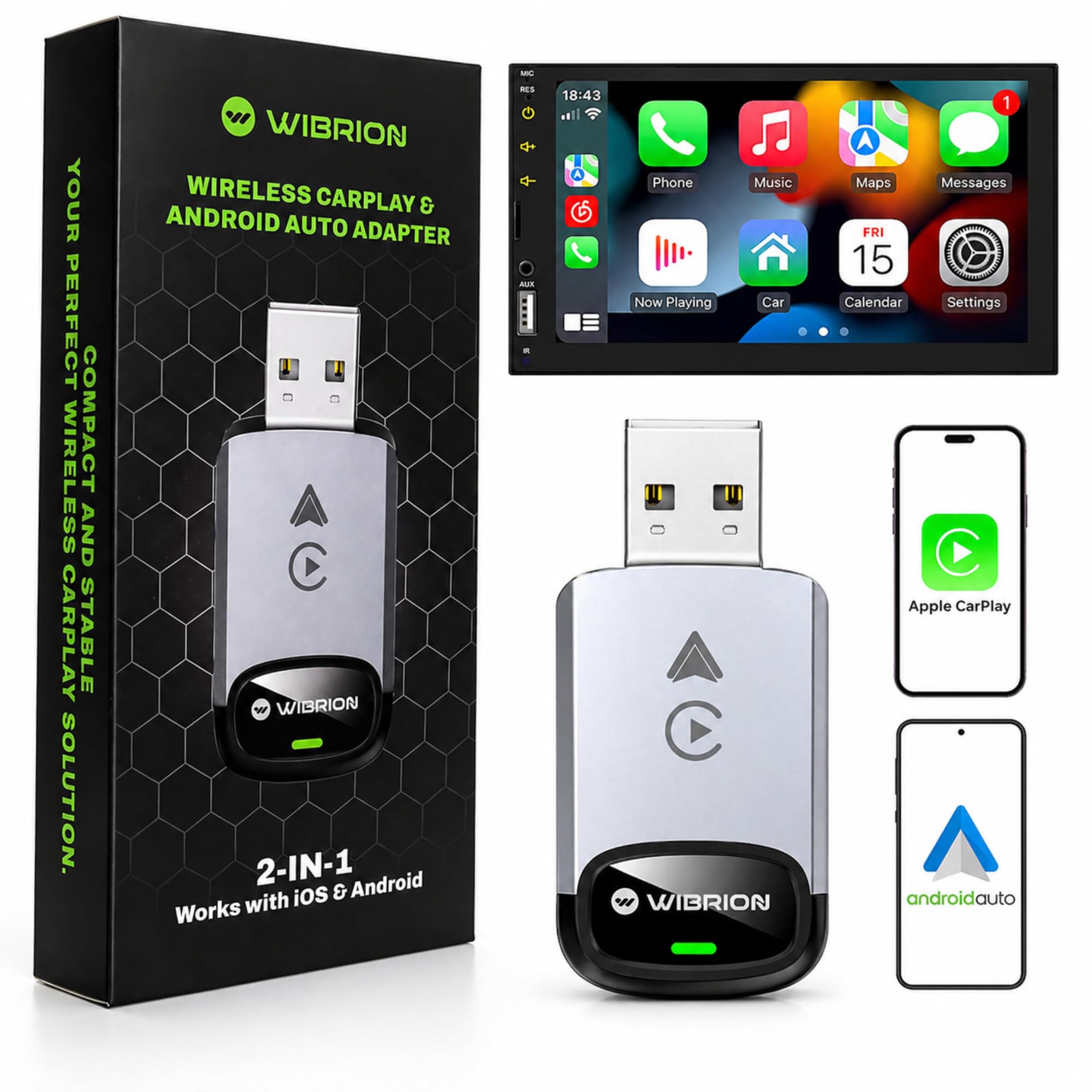 Wibrion Wireless CarPlay & Android Auto Adapter